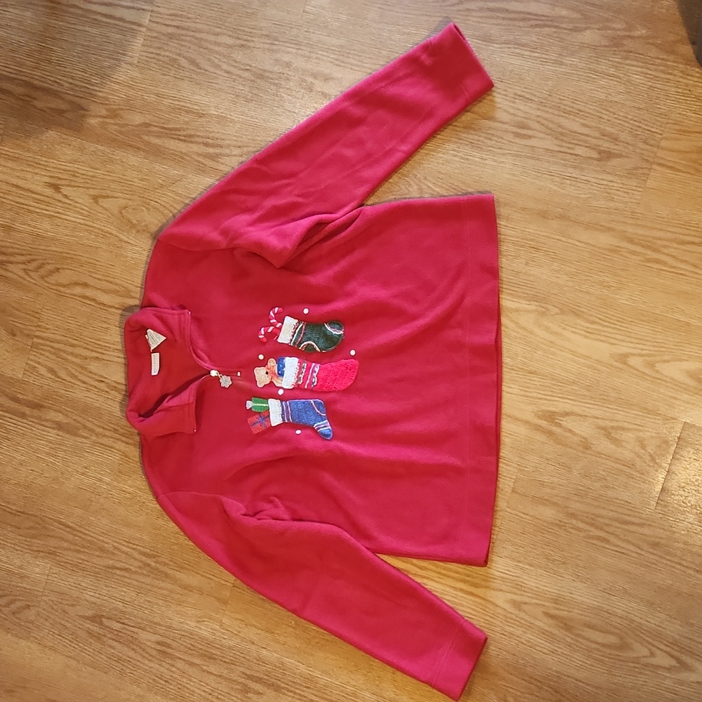 Red fleece Christmas stocking sweater